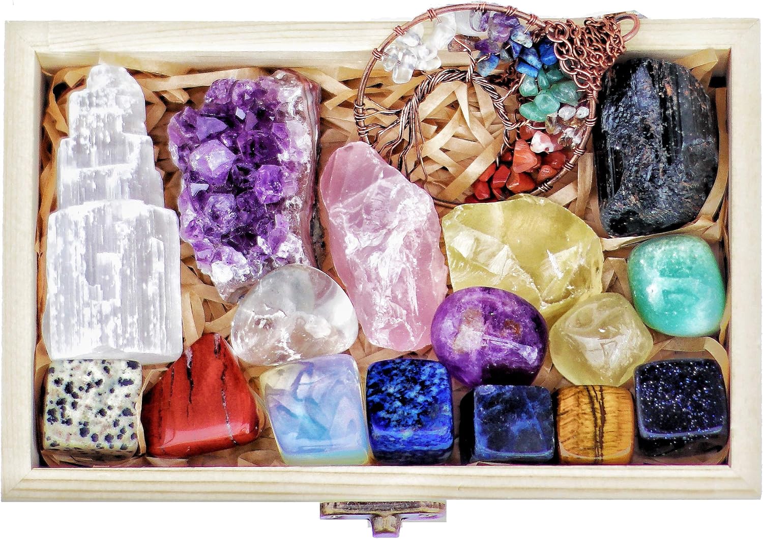 AtPerry's Healing Crystals Set, 16 Real Crystals and Stones