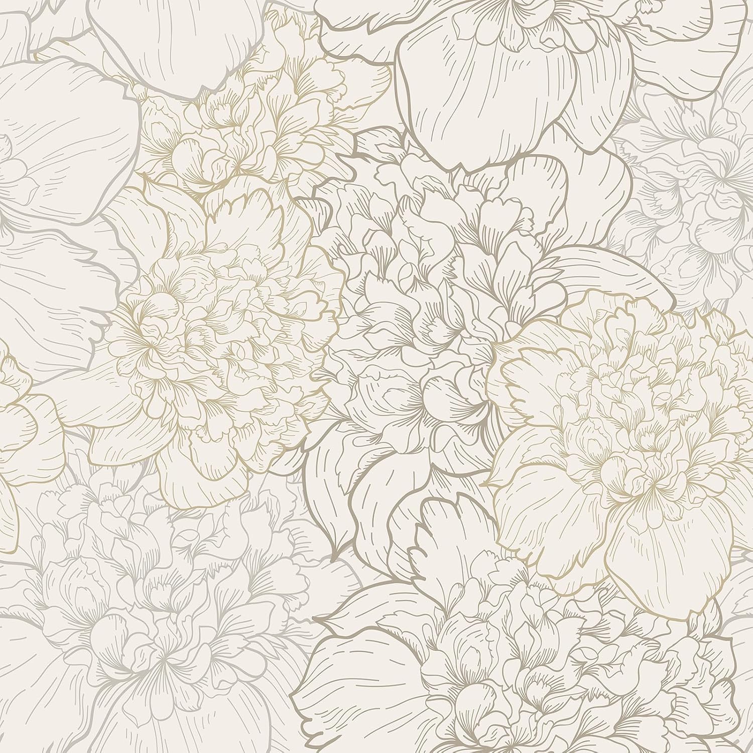 VEELIKE Boho Sketch Peony Peel and Stick Wallpaper