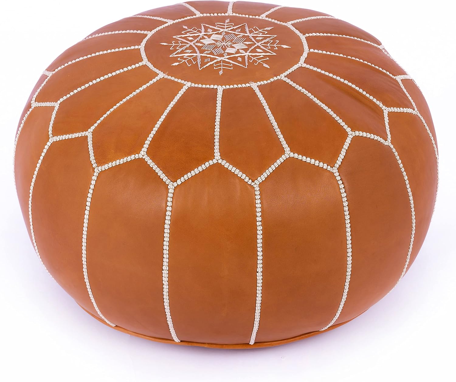 Marrakesh Gallery Genuine Leather Moroccan Pouf, Unstuffed