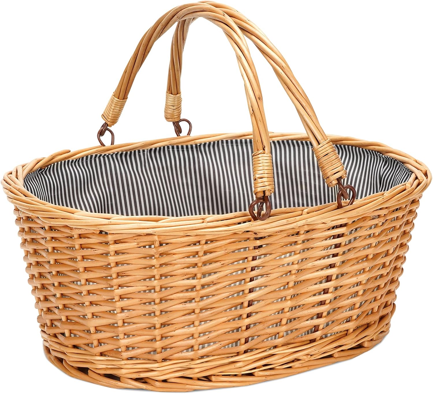 Large Willow Wicker Basket with Handle, 16 Inch