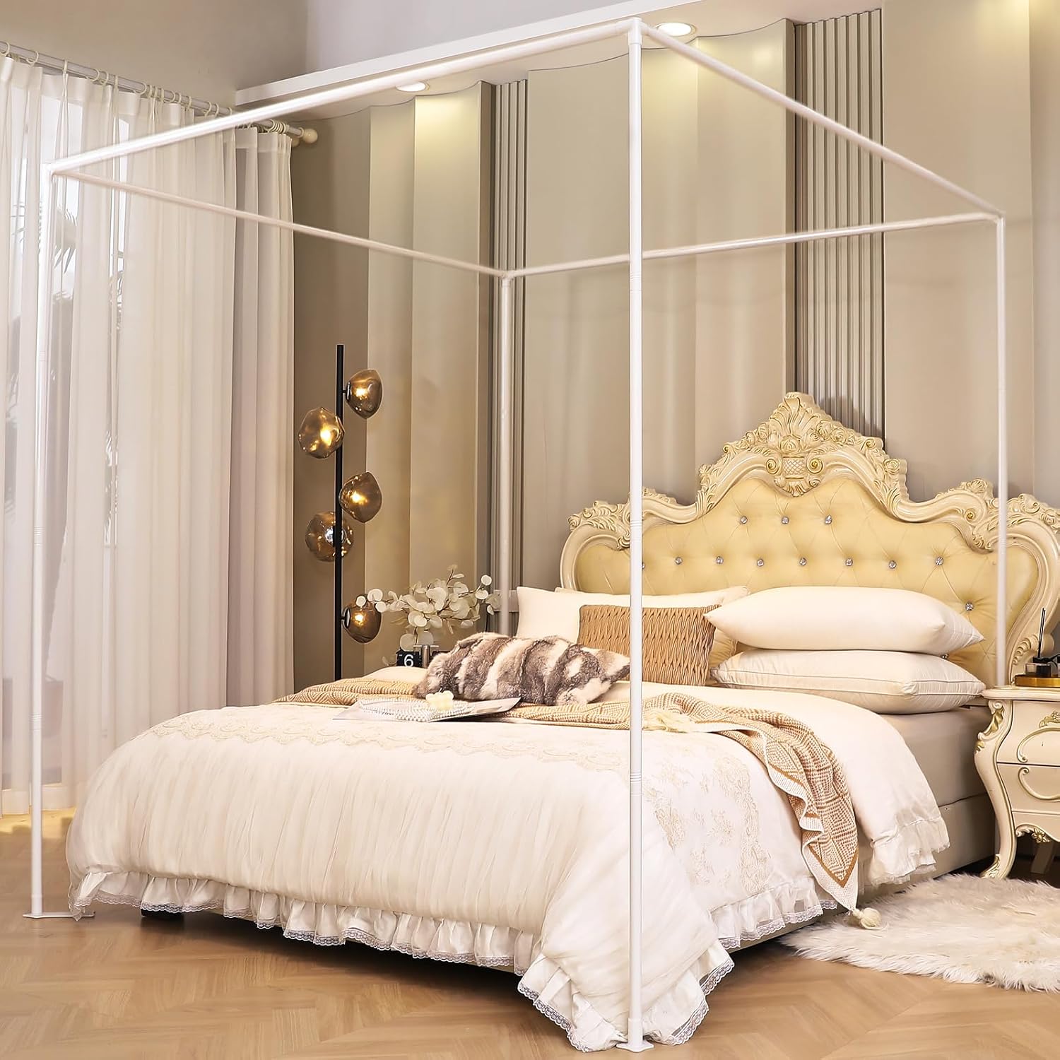 AIKASY Queen Canopy Bed Frame