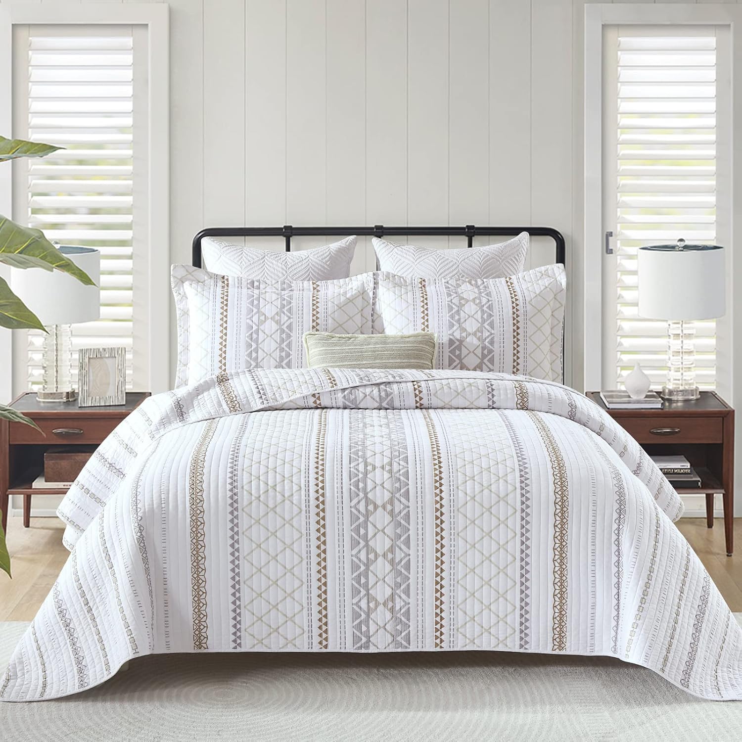 100% Cotton Quilted Bedspread Set, Queen