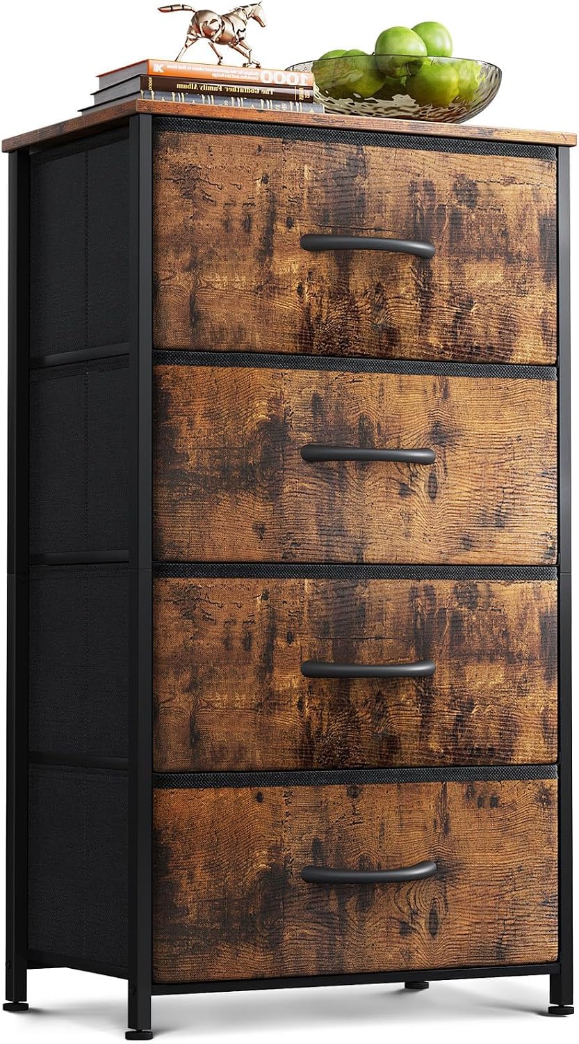 AODK Small 4-Drawer Dresser, Vintage Brown