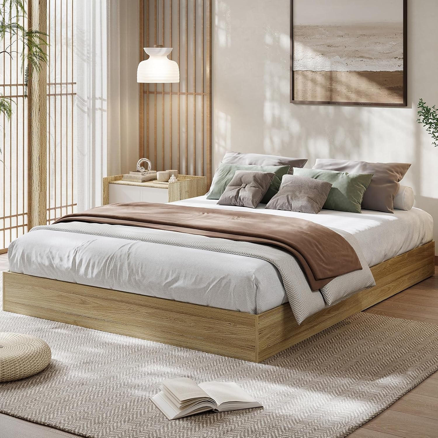 GarveeHome Queen Wood Platform Bed Frame