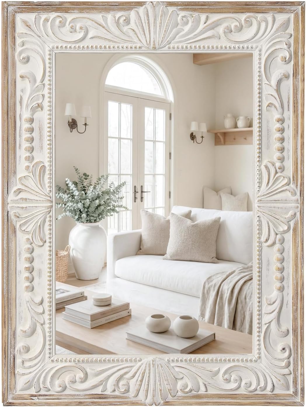 Rustic Carved Wood Wall Mirror, 22 x 30