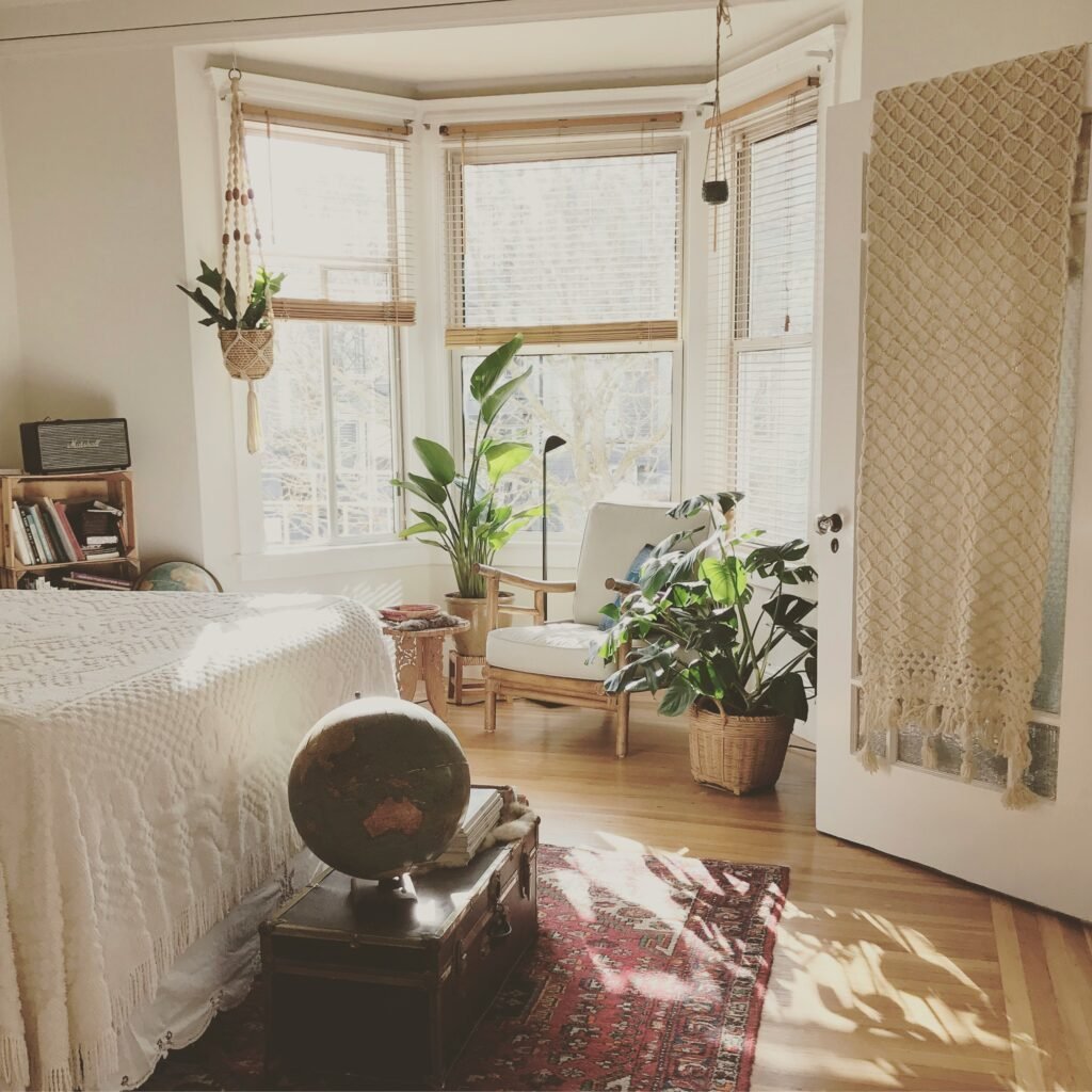 Plants bringing life and warmth to a boho farmhouse home