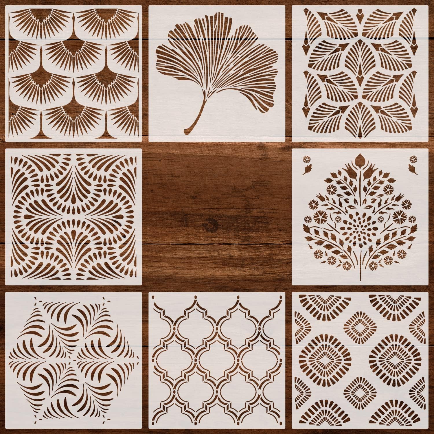 Large Reusable Geometric Painting Stencils, 12 Inch