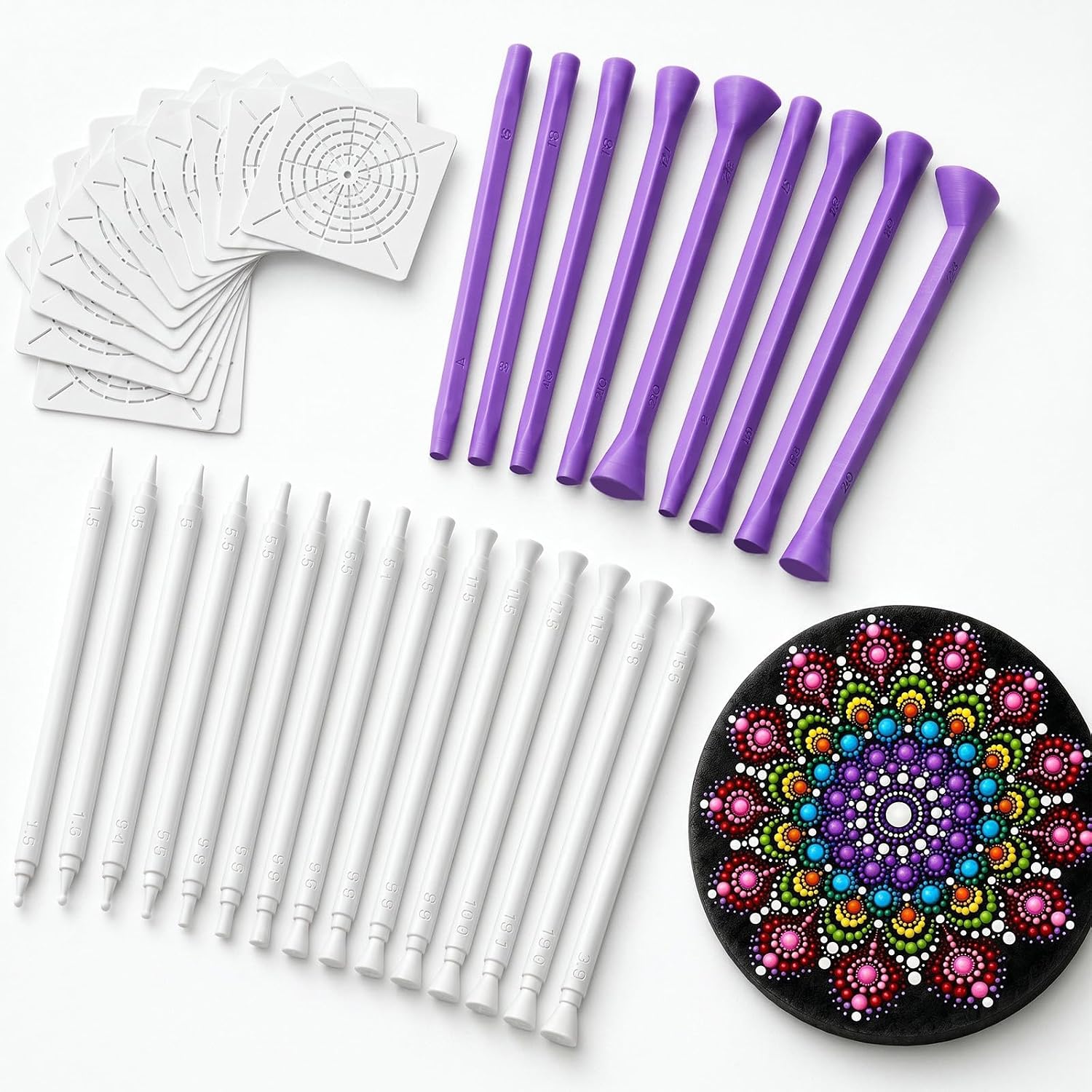Novabright Mandala Dotting Tools Set, 24 Pieces with 15 Stencils
