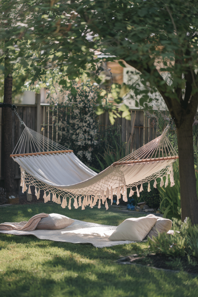 Hammock creating a relaxing retreat in a budget-friendly backyard