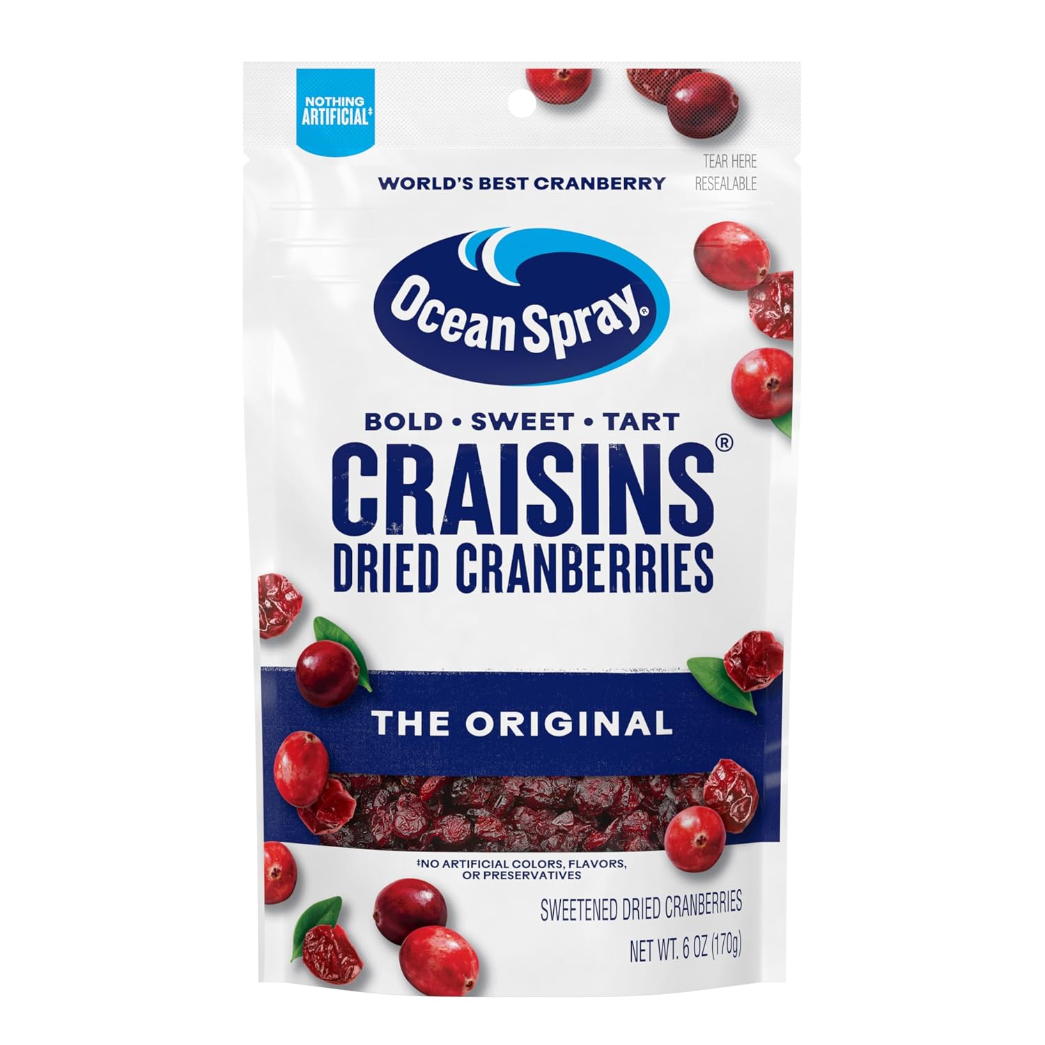 Ocean Spray Craisins Original Dried Cranberries, 6 oz Pouch