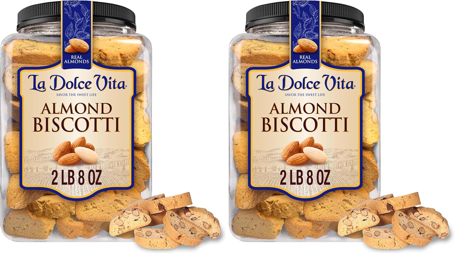La Dolce Vita Classic Italian Almond Biscotti, 40 oz, Pack of 2