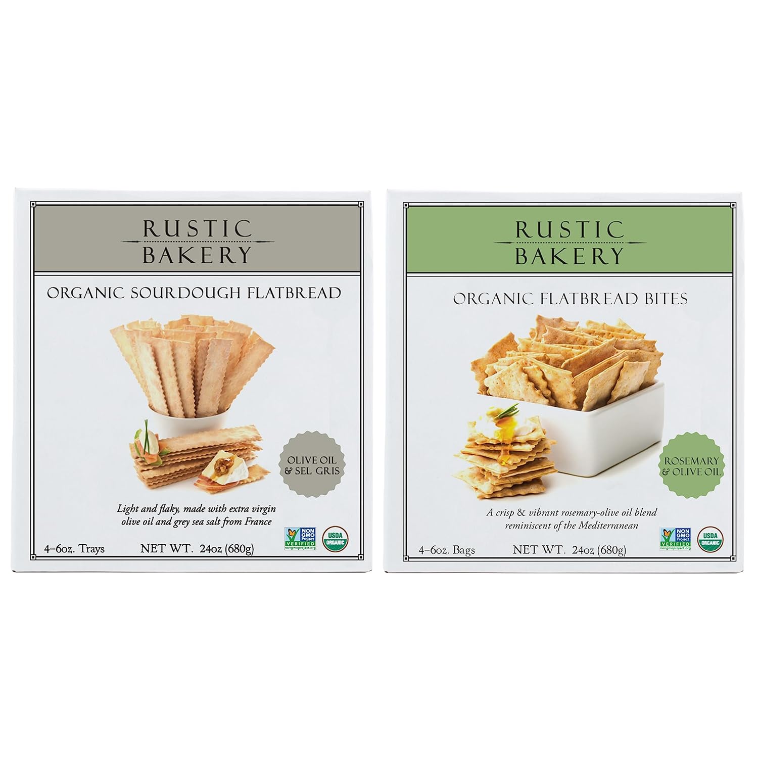 Rustic Bakery Sel Gris Flatbread and Rosemary Bites, 2 Pack