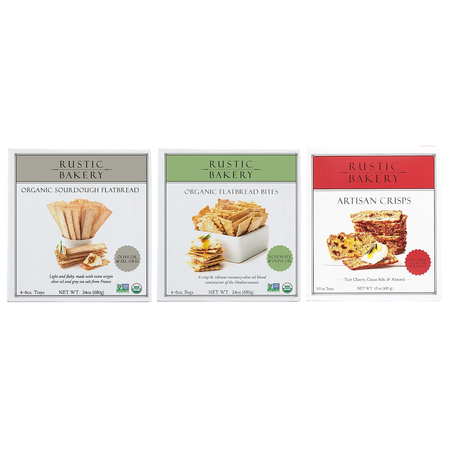 Rustic Bakery Sel Gris and Rosemary Flatbread Bites Cracker Collection