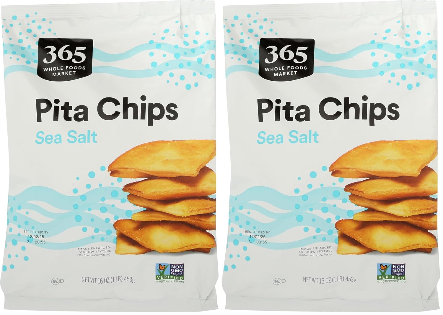365 by Whole Foods Market Sea Salt Pita Chips, 16 oz, Pack of 2