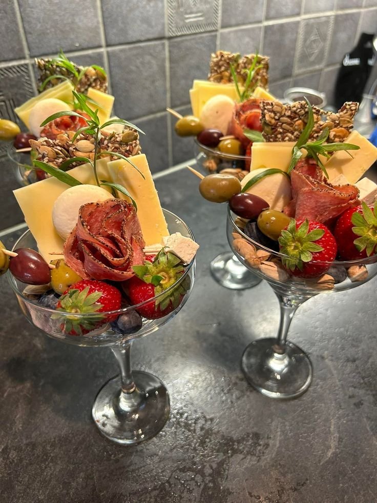 Luxe charcuterie cup with premium cured meats and cheese