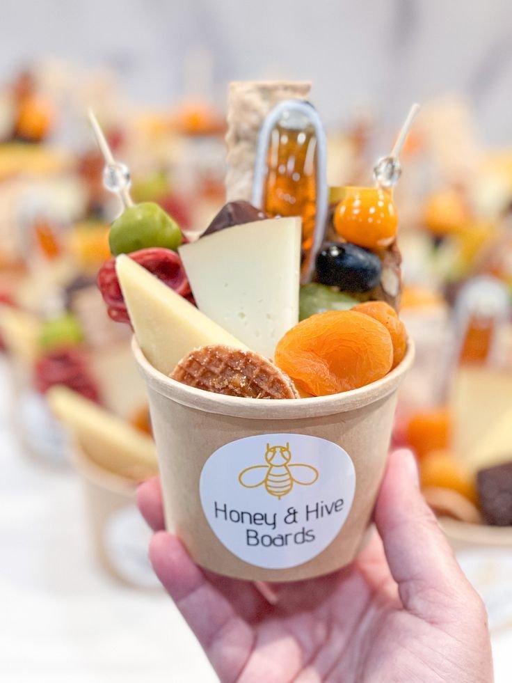 Vegetarian charcuterie cup with bold flavors and varied textures
