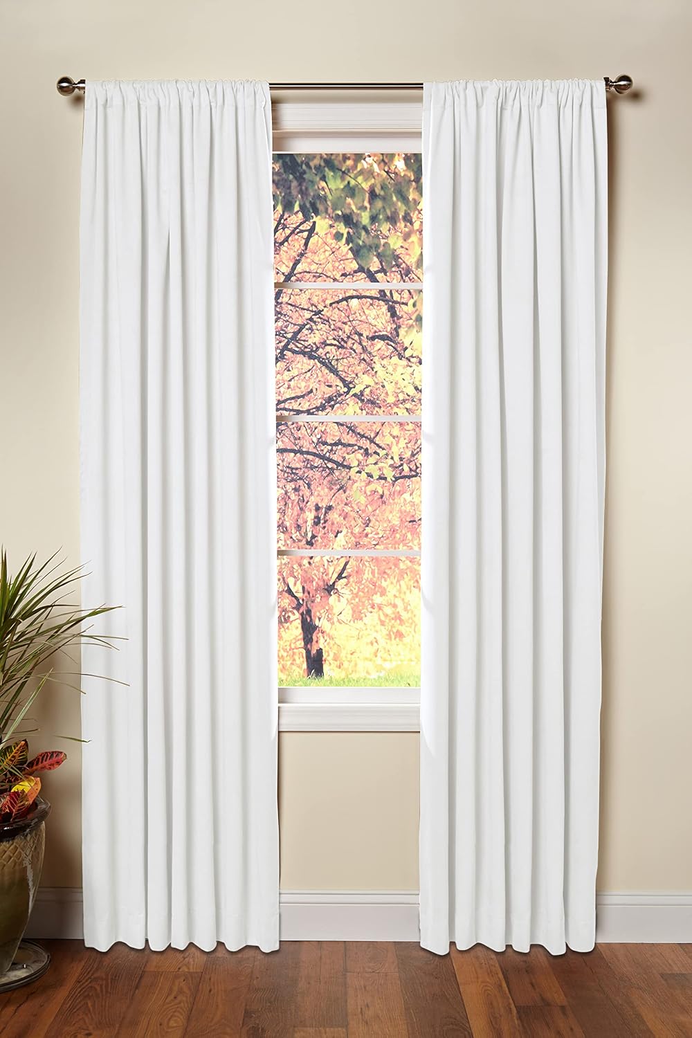 Cotton Craft White Curtains with Tie Backs, 84 Inch, 2 Panels