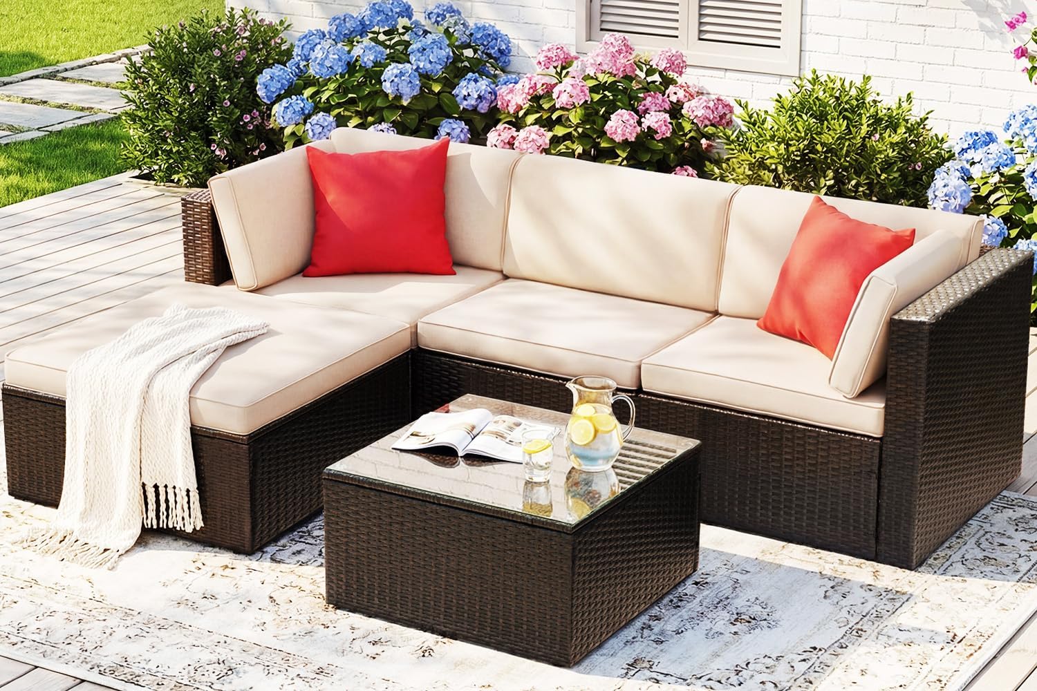 Devoko 5-Piece Outdoor Sectional Patio Sofa Set