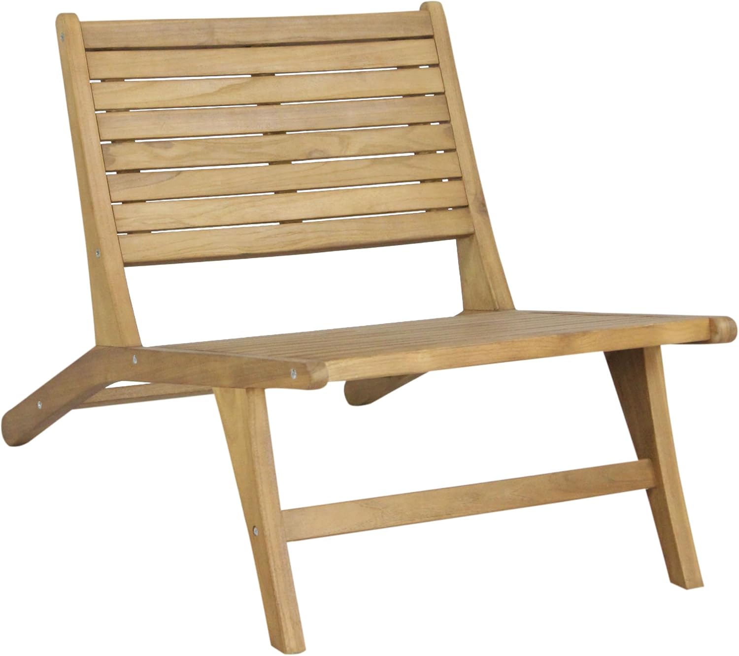 JONATHAN Y Leo Armless Teak Lounge Chair, Natural