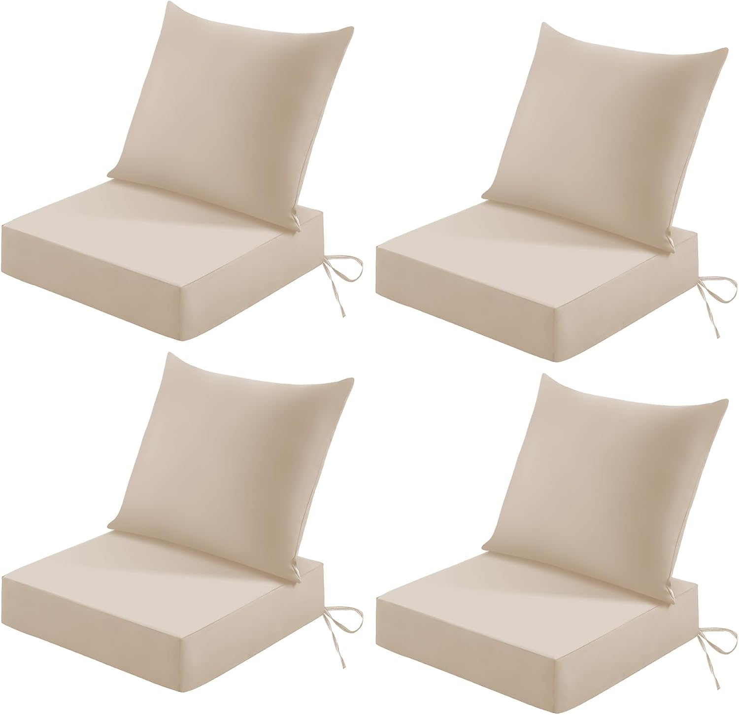 Outdoor Deep-Seat Cushion Set, 24 x 24 Inch, Beige, Set of 4