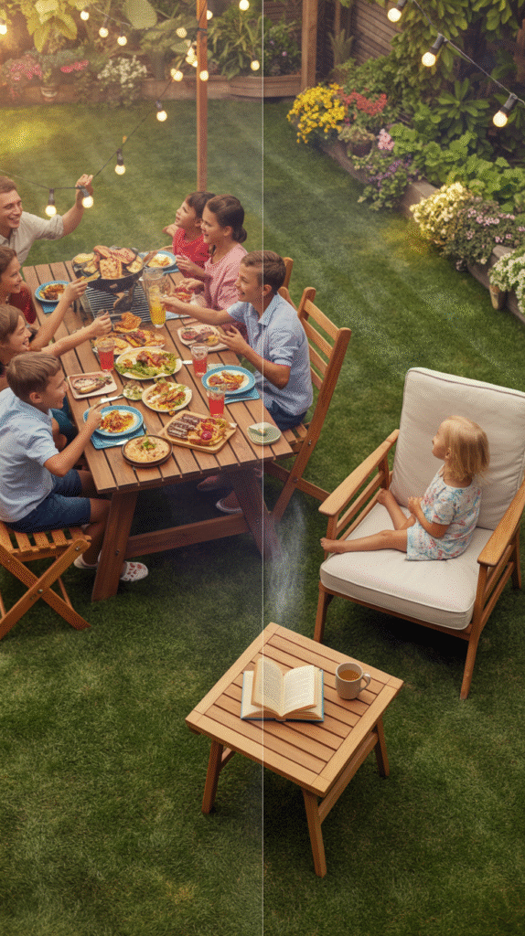 Patio furniture matched to the homeowner's actual lifestyle needs