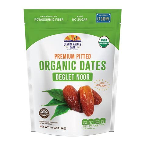 Organic Pitted Deglet Noor Dates, California Grown