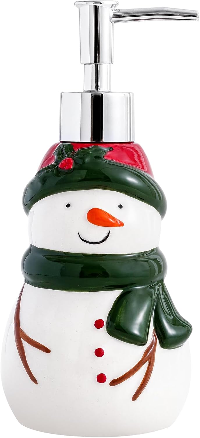 Christmas Snowman Ceramic Soap Dispenser, 10 oz
