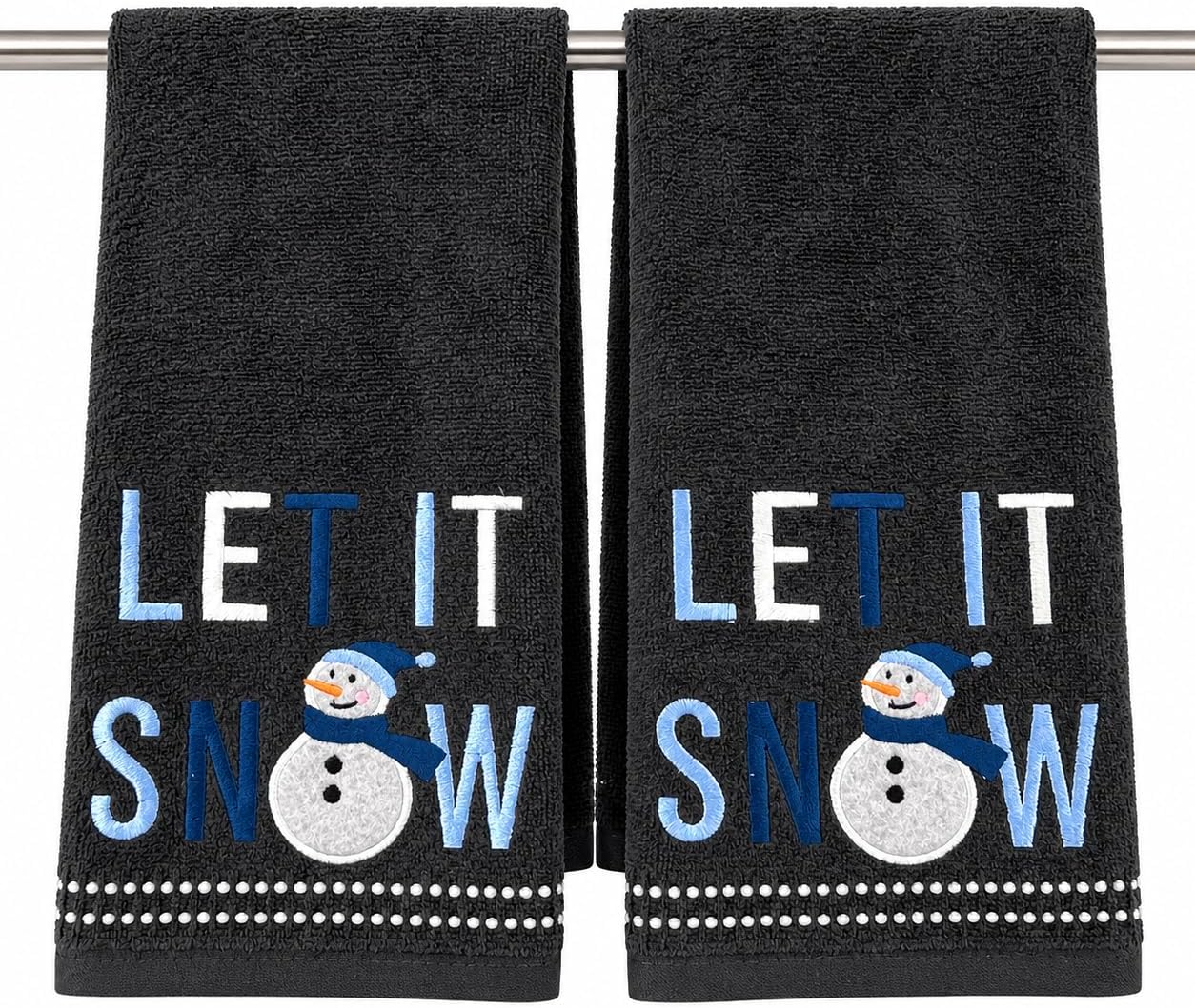 Serafina Home Embroidered Snowman Hand Towels, Set of 2