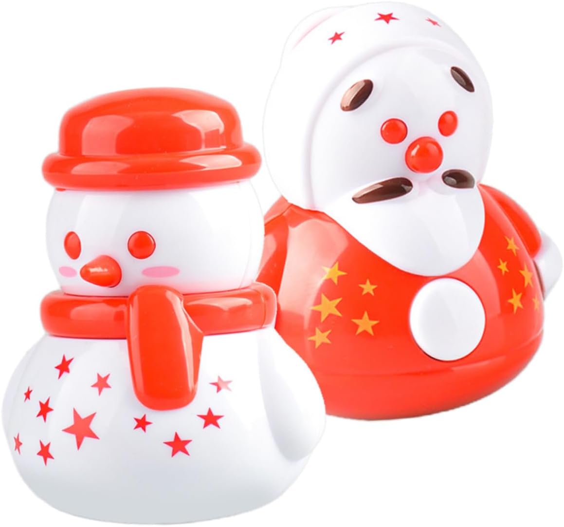 FUOYLOO Ceramic Snowman Tumbler Figurine Set, 2 Pcs