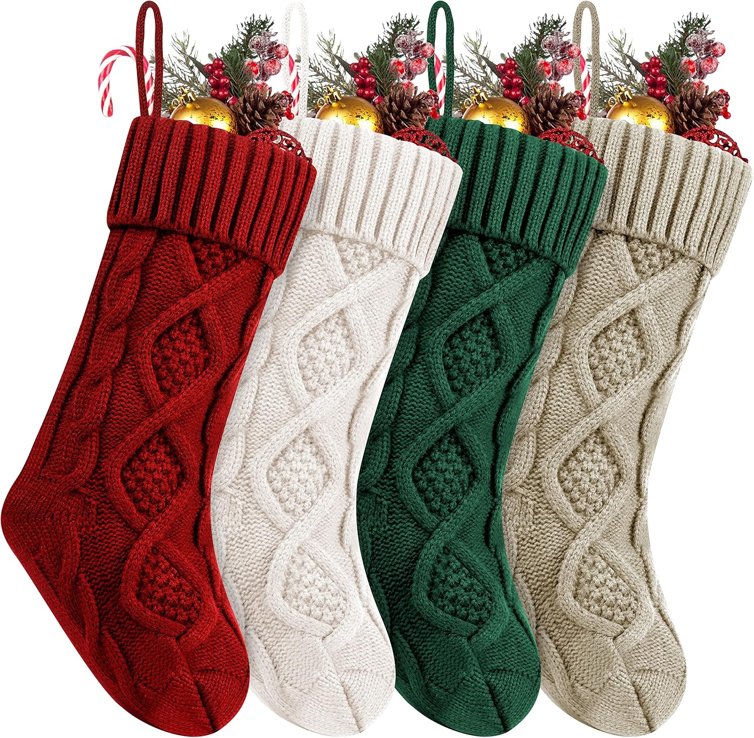 Fesciory Cable Knit Christmas Stockings for Fireplace
