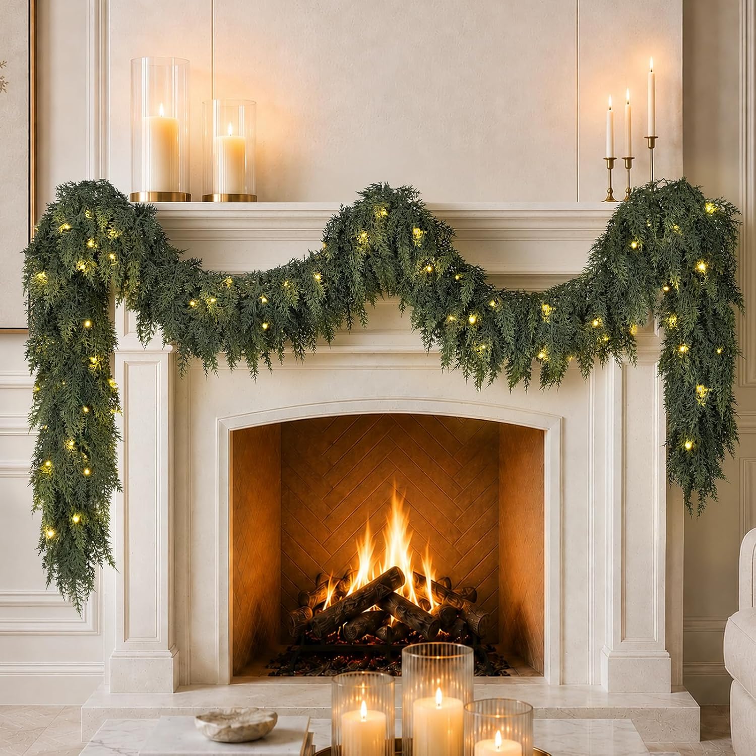 9 ft Pre-Lit Cedar Christmas Garland with Lights