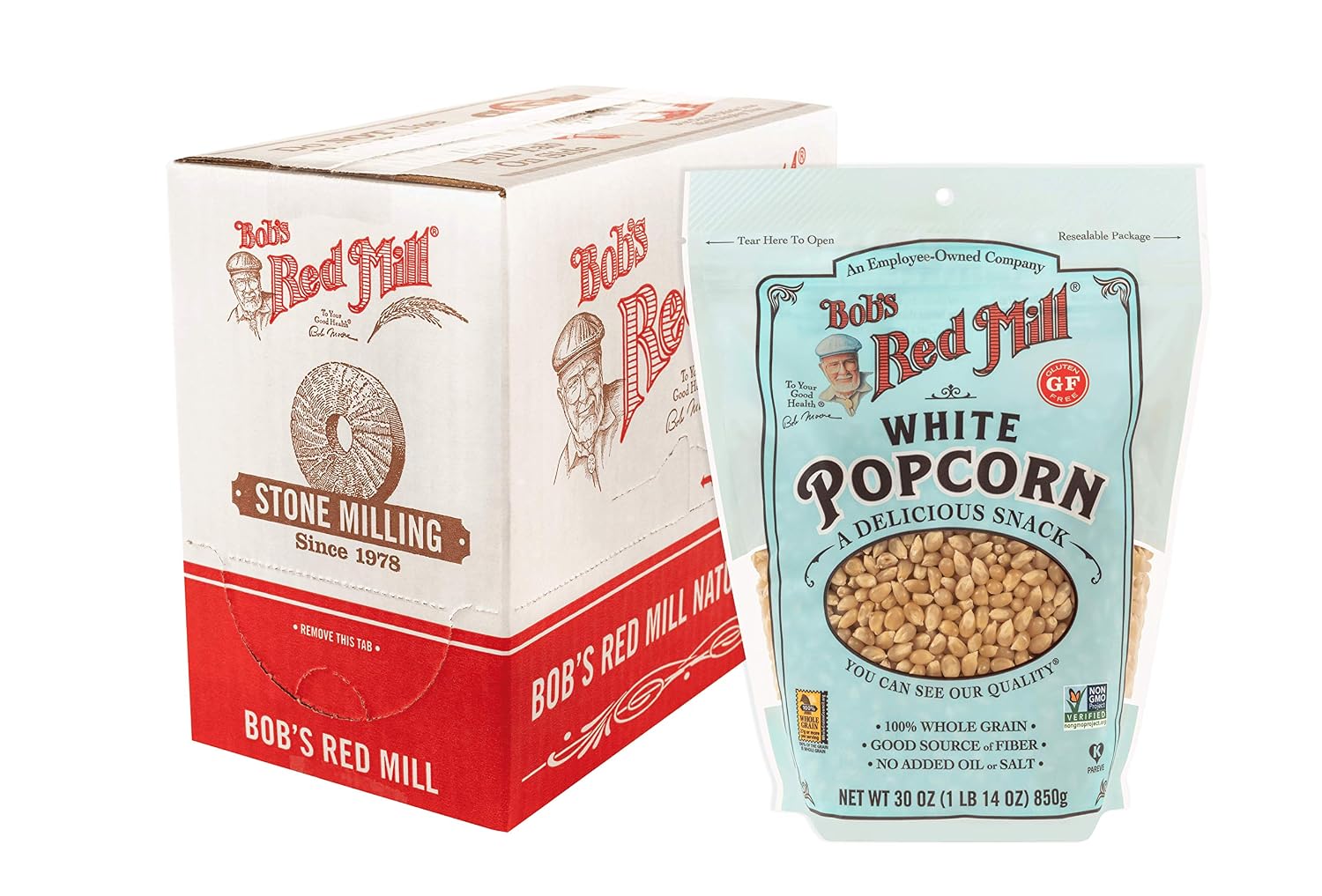 Bob's Red Mill White Popcorn, 30 oz, Pack of 4