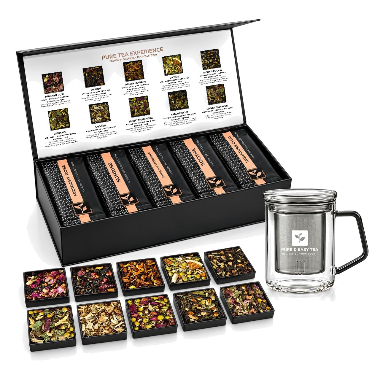 Pure and Easy Loose Leaf Tea Gift Set with Glass Infuser Mug