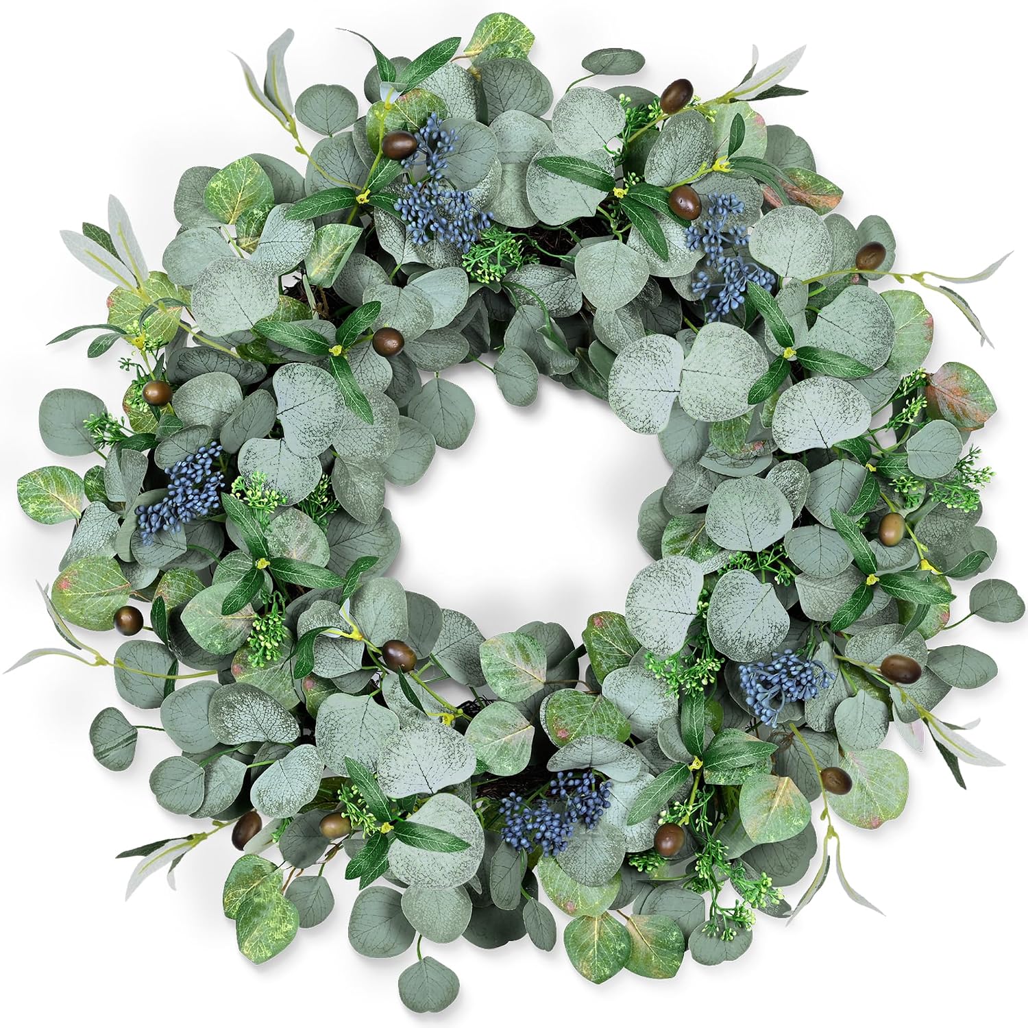 COLORSPEC 24 Inch Eucalyptus Wreath with Olive Leaves and Berries