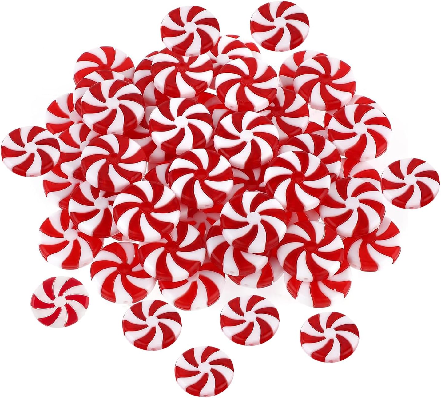 50 Pcs Peppermint Christmas Ornaments, Fake Peppermint Candy for Crafts and Decor