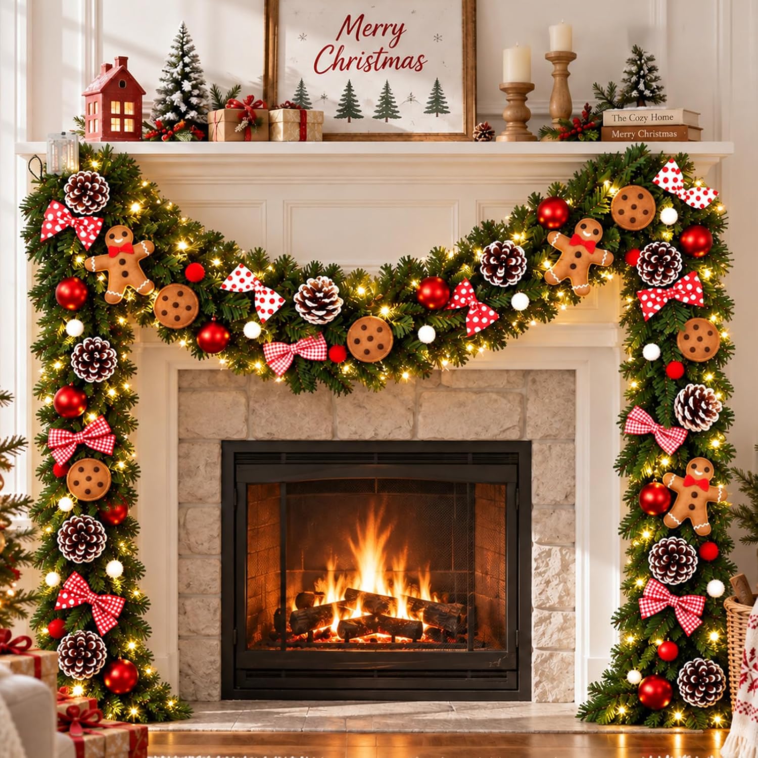 6 ft Gingerbread Man Christmas Garland with 30 Lights
