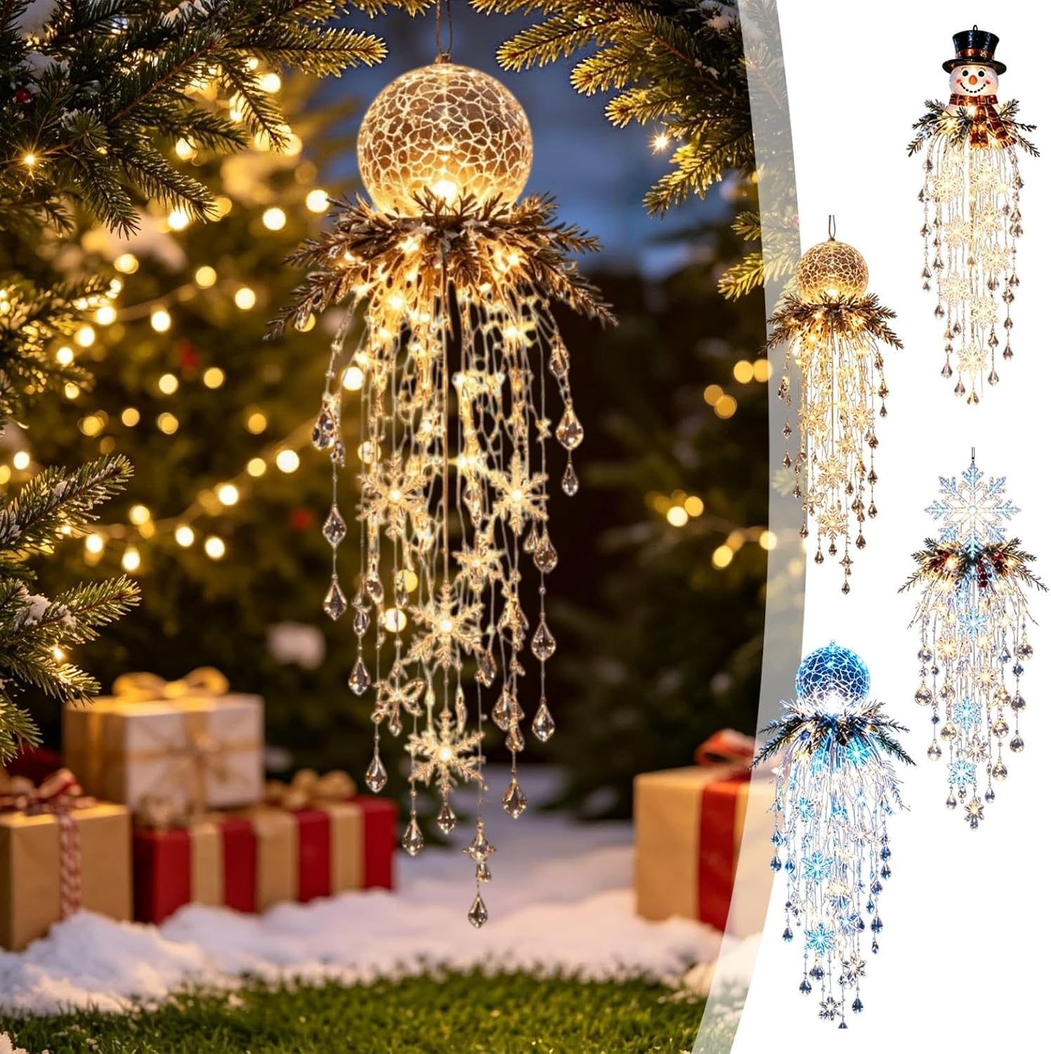 LED Snowflake Crystal Hanging Christmas Ornament