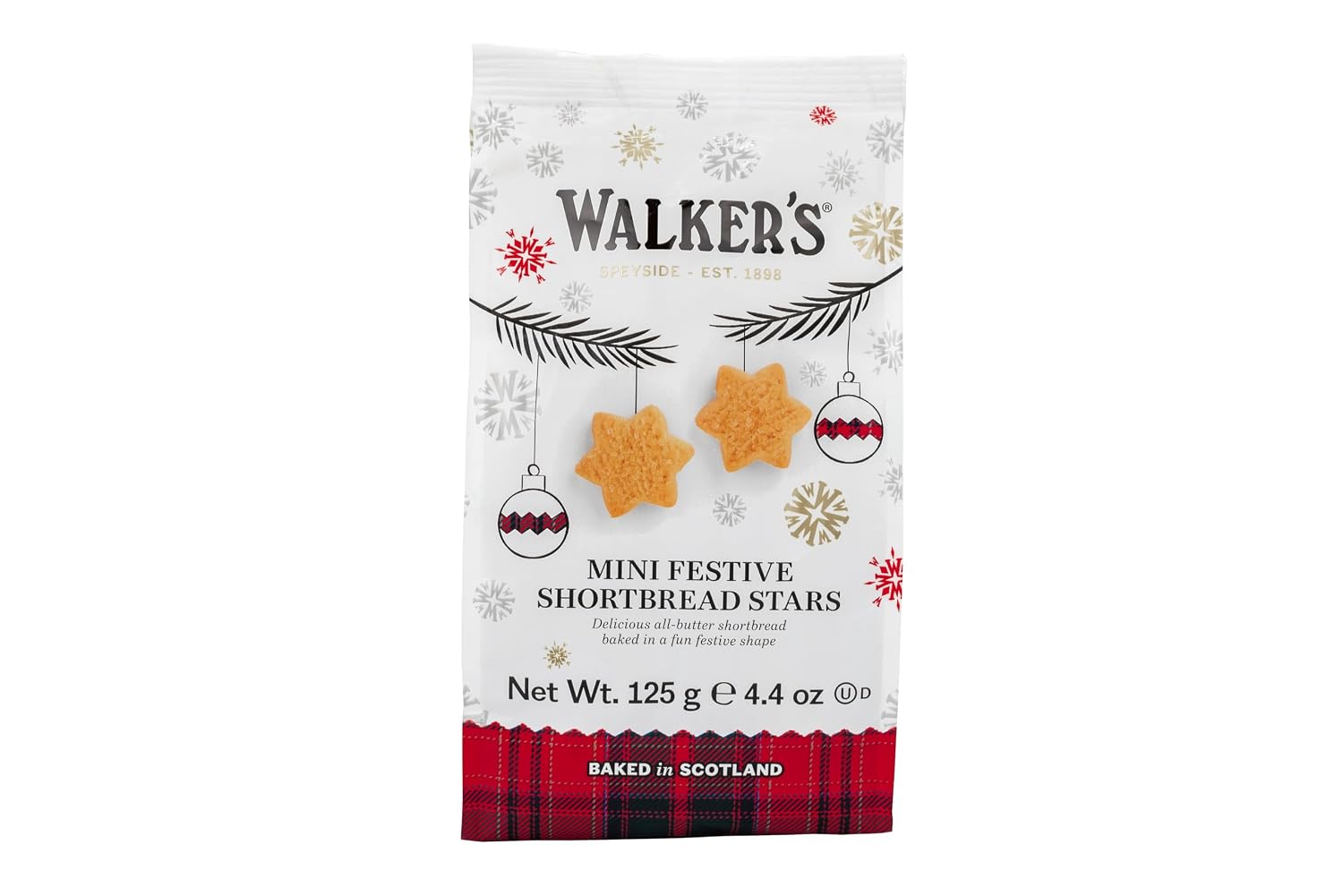 Walker's Mini Festive Shortbread Cookies, Star-Shaped Christmas Cookies, Pack of 6