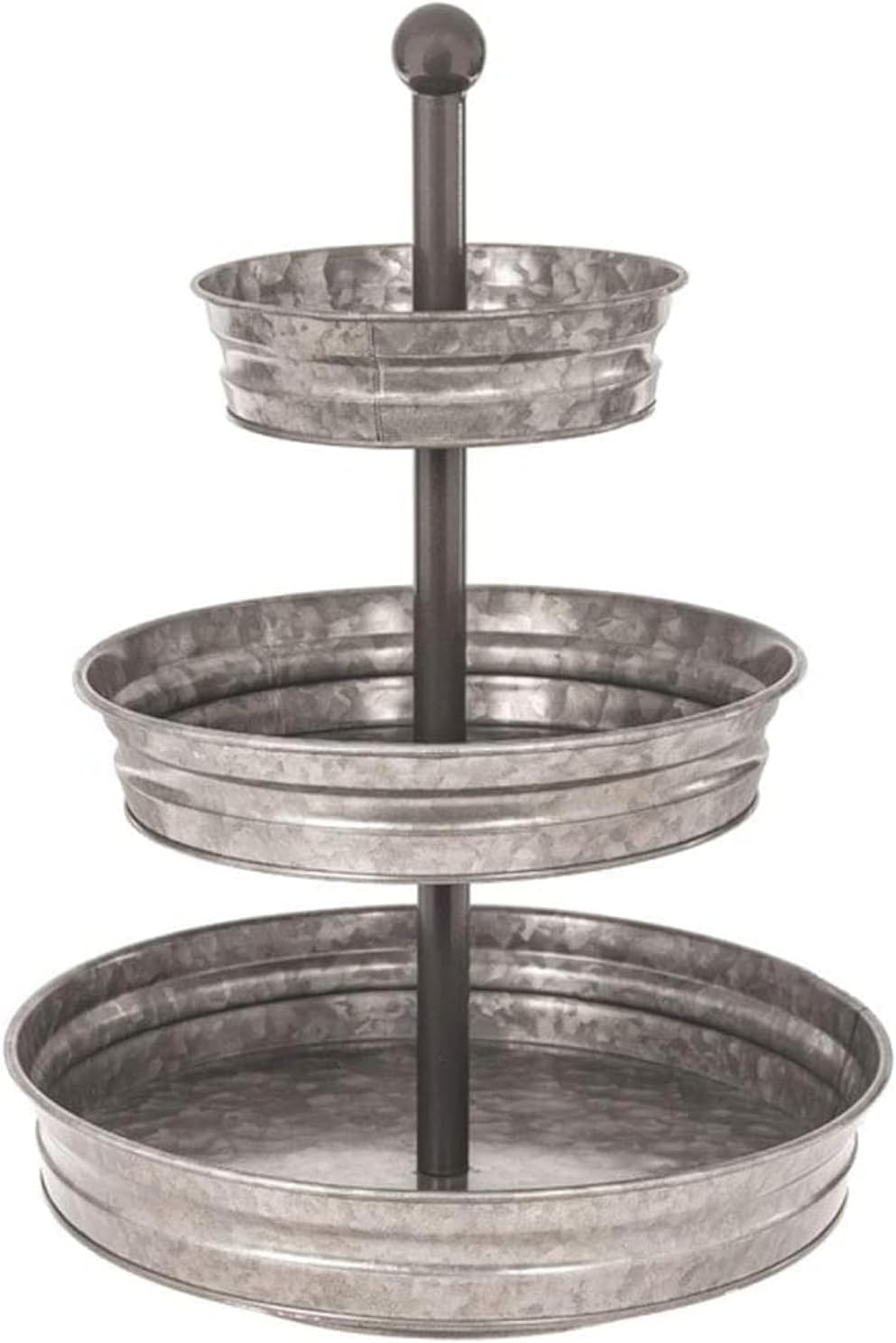 WallCharmers 3 Tier Galvanized Round Metal Tray, 18 Inch