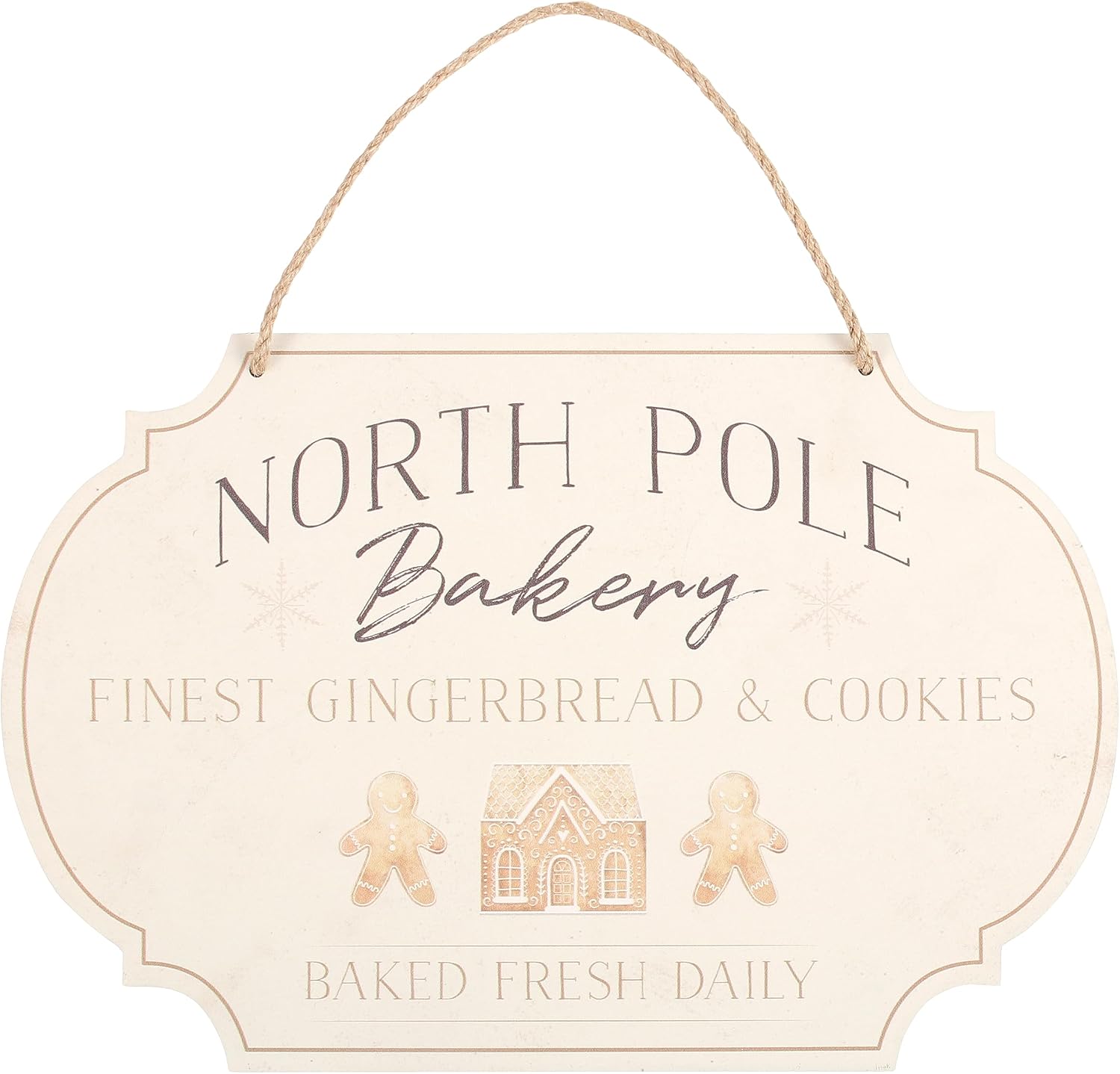 North Pole Bakery Hanging Sign, Festive Small Wooden Frame