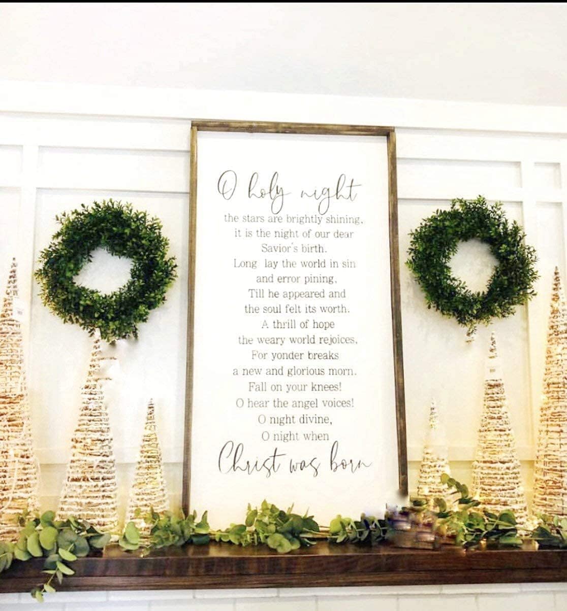 Rustic Wooden Oh Holy Night Christmas Sign, 8x12 Inch
