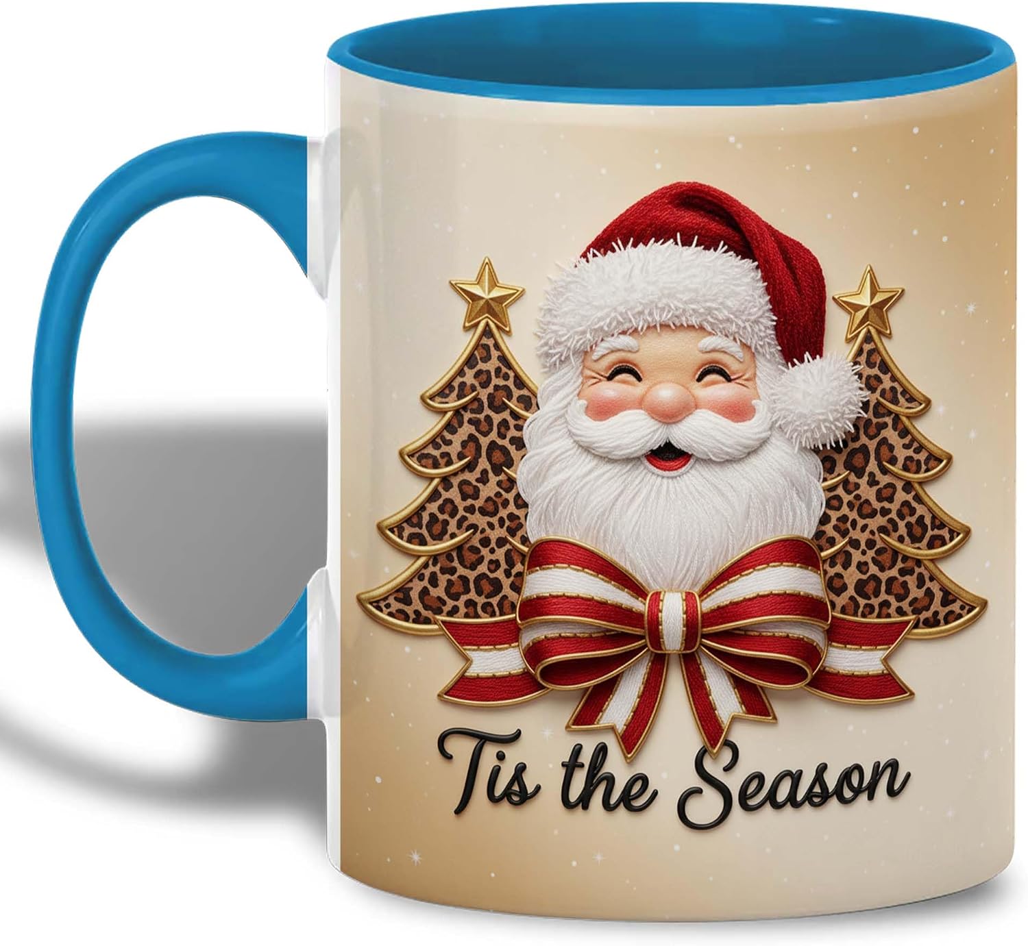 Tis the Season Santa Mug, Festive Ceramic Christmas Cup, 11 oz