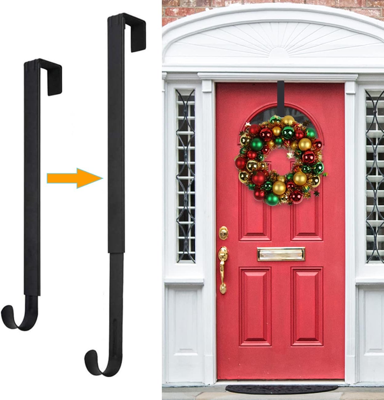 HEYHOUSE Adjustable Wreath Hanger for Front Door, 14.9-25 in