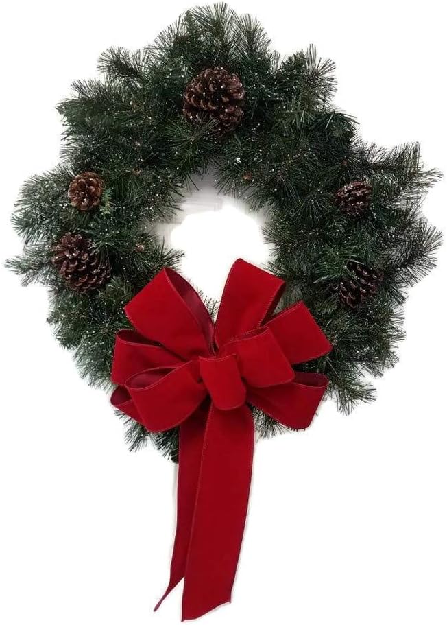 Large 10" Wired Brick Red Velvet Outdoor Wreath Bow