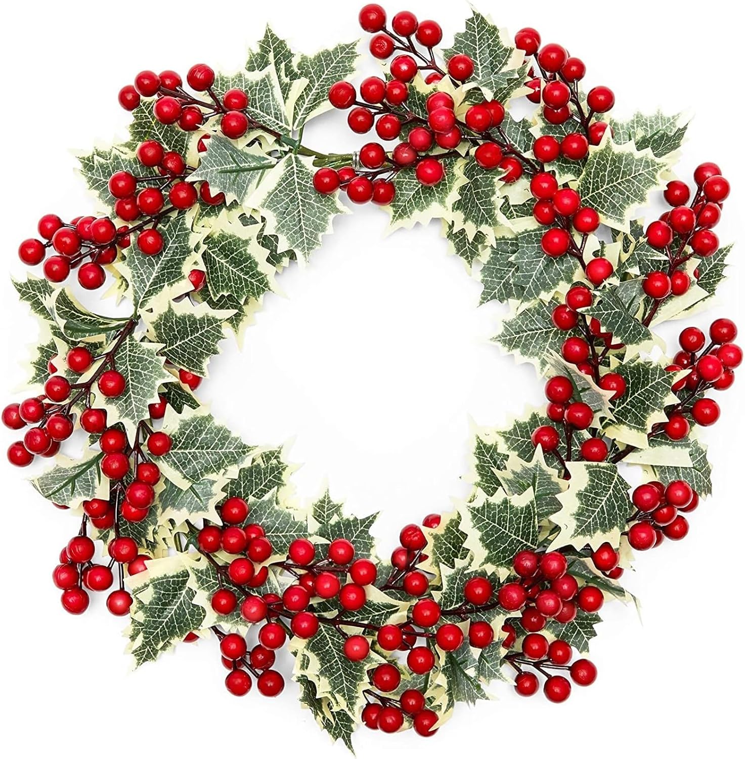 Farmlyn Creek Artificial Christmas Wreath with Holly Berries, 15.7 in