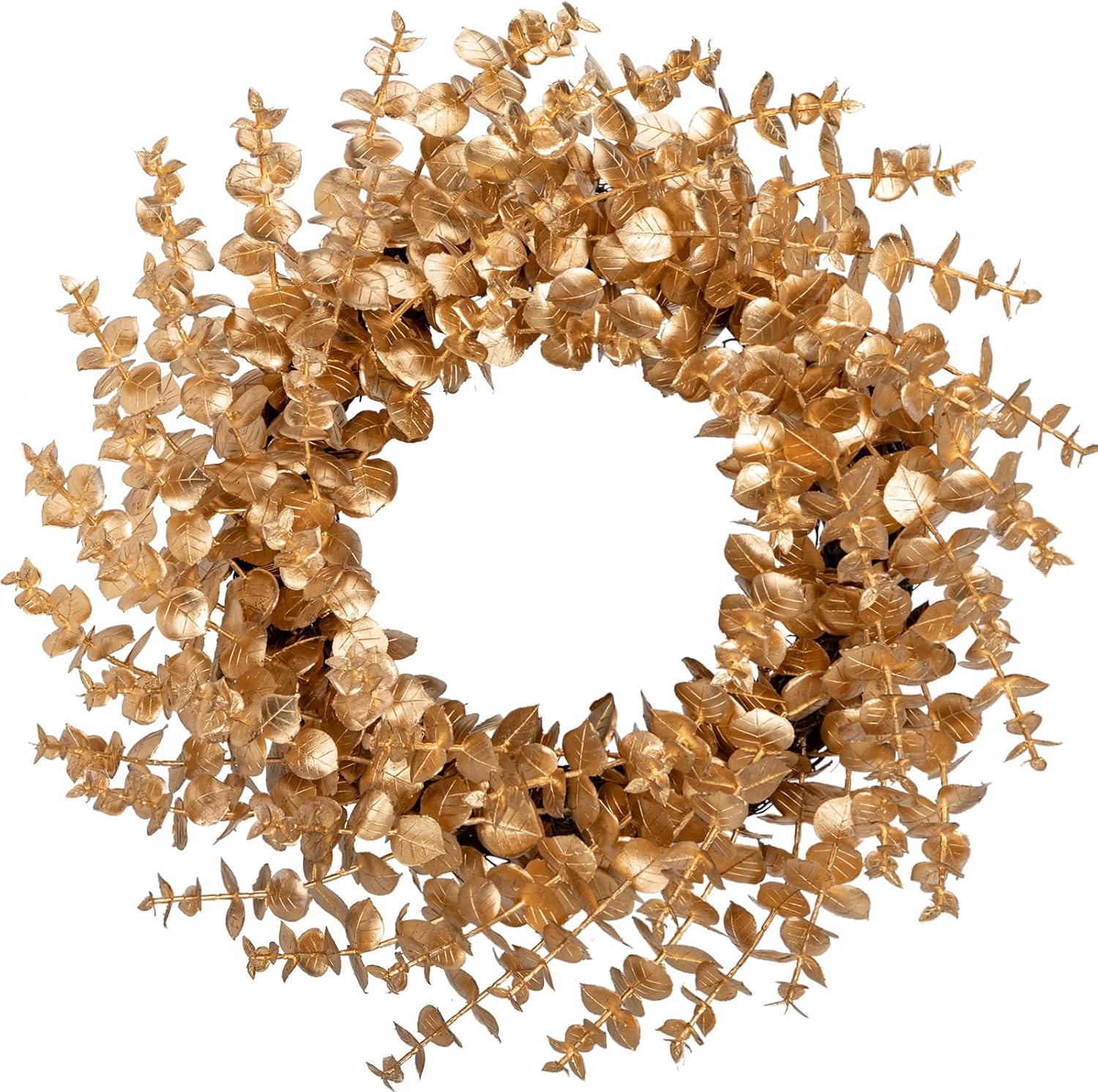 Briful 20 Inch Gold Eucalyptus Christmas Wreath, Grapevine Base