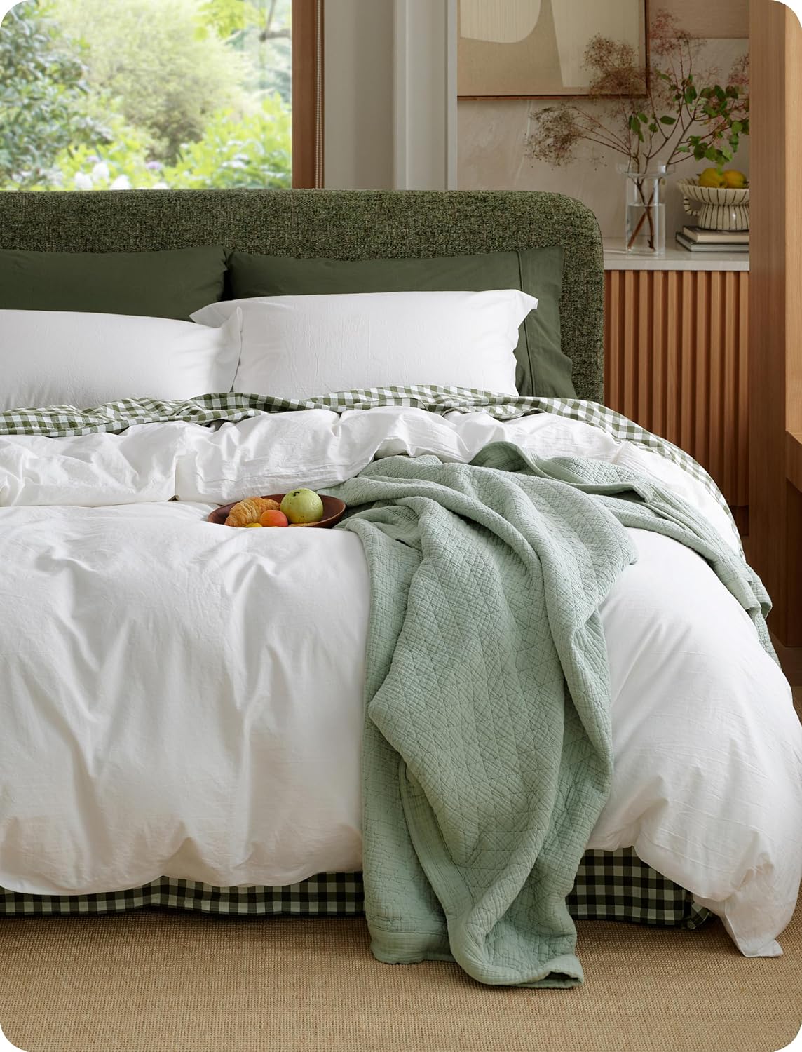 Bedsure PureWoven 100% Washed Cotton Duvet Cover Set, Queen, 3 Piece
