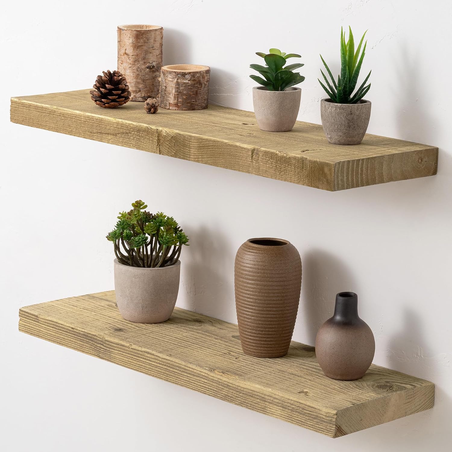 Acovy Solid Reclaimed Wood Floating Shelves, Rustic