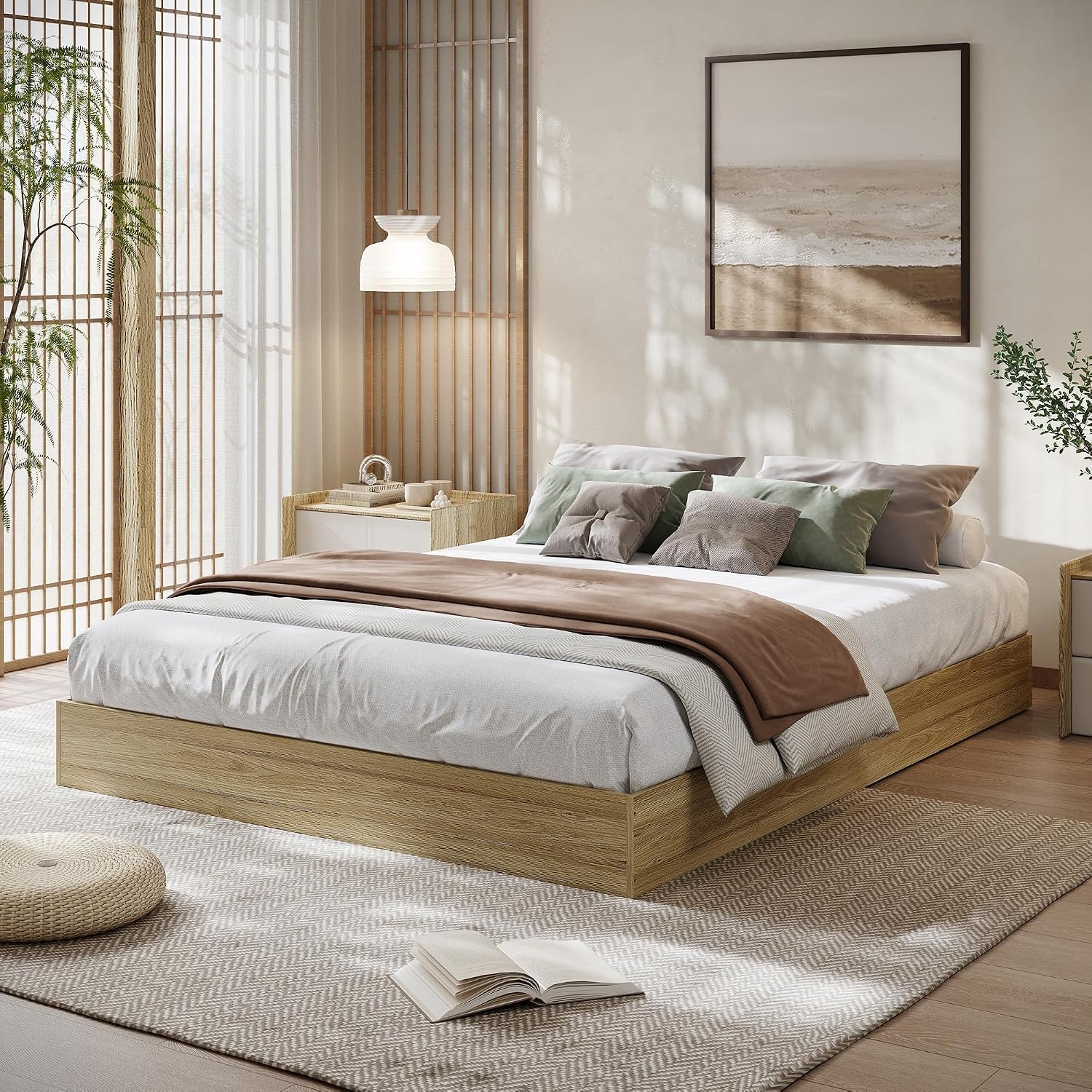 Modern Minimalist Solid Wood Floor Platform Bed Frame
