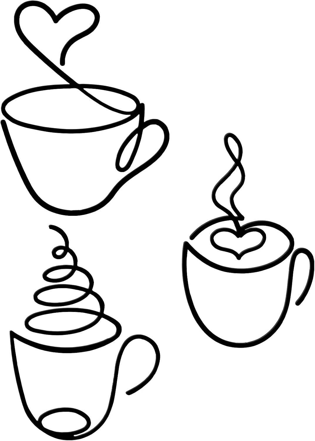 Ferraycle Coffee Cup Wire Metal Wall Art, 3 Piece